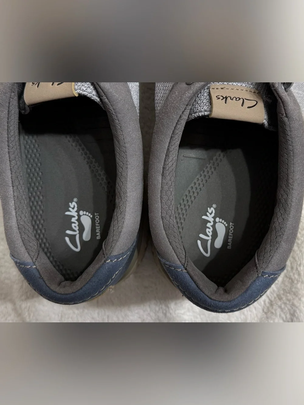 Clarks Men’s Gray-Blue Canvas Slip-On Casual Shoes